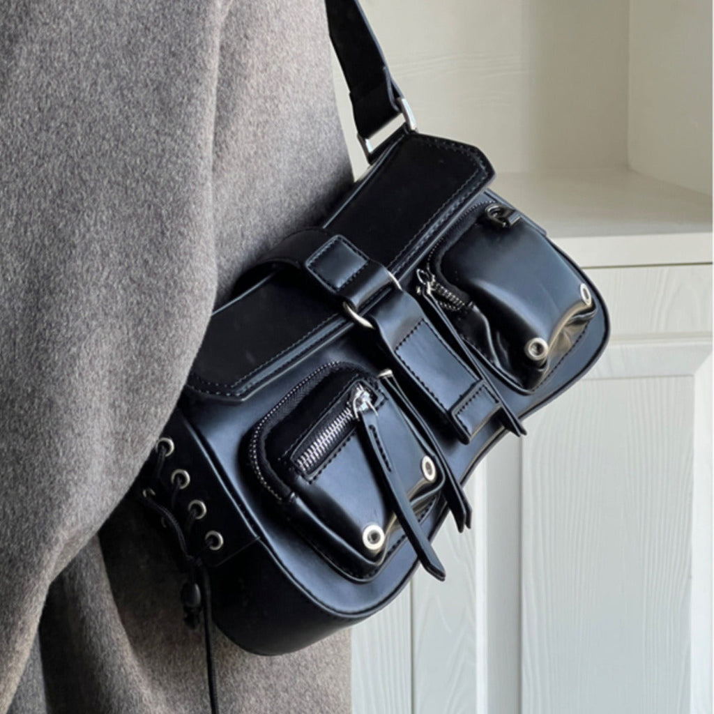 Women’s Structured Baguette Bag - PU Leather Topstitched Purse for Urban Minimalism